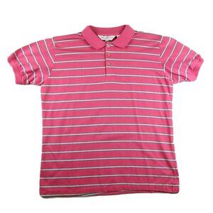 RAFFINATI - MEN'S PINK STRIPED SHORT SLEEVE POLO SHIRT - SIZE L